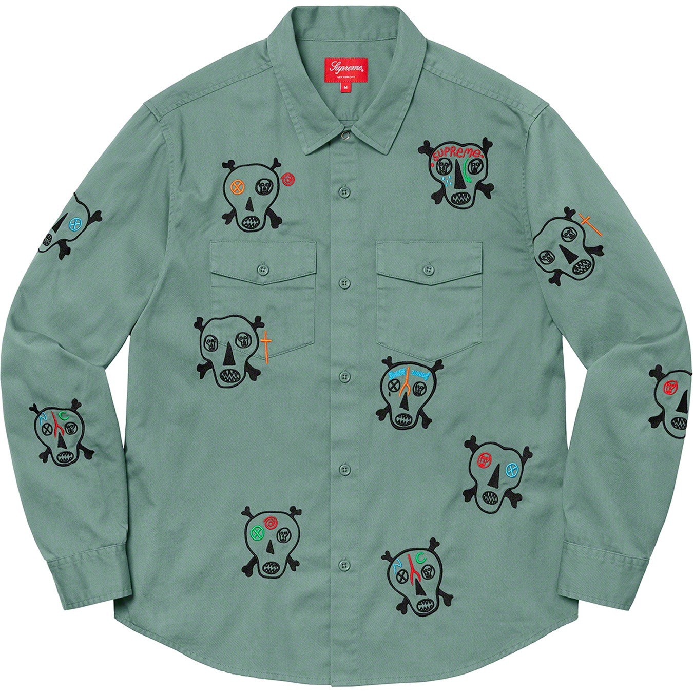 Clayton Patterson/Supreme Skulls Embroidered Work Shirt view 3